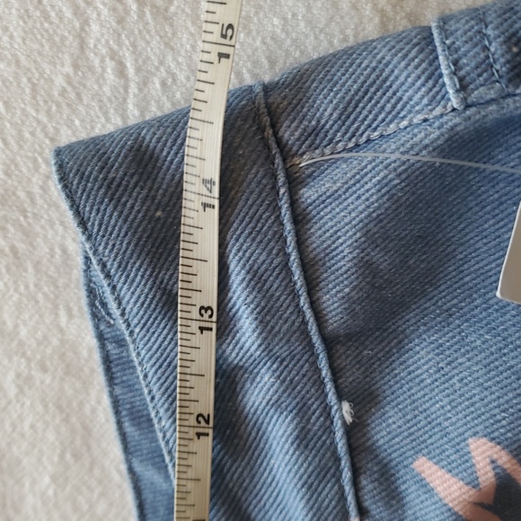 Bailey Rose Blue with Pink Bow Pattern, Wide Leg Sz. M Blue Jeans - Picture 5 of 12